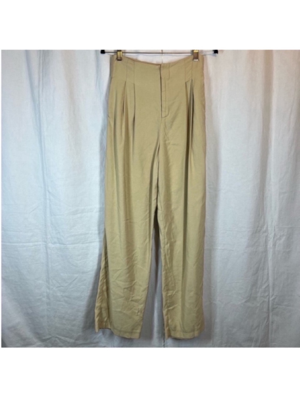 lioness high rise wide leg tan pleated trouser pants chic minimal classic